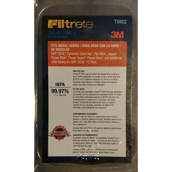 DIRT DEVIL F2 3M FILTRETE T5802 HEPA VACUUM FILTER NEW Open Box - Picture 5 of 5